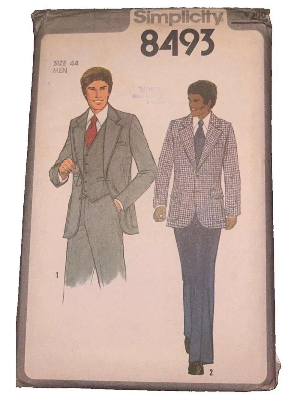 Vintage Simplicity 8493 Men’s 3-Piece Suit Pattern Size 44 Uncut Complete VTG